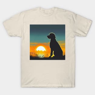 Retro Goldendoodle Sunset T-Shirt